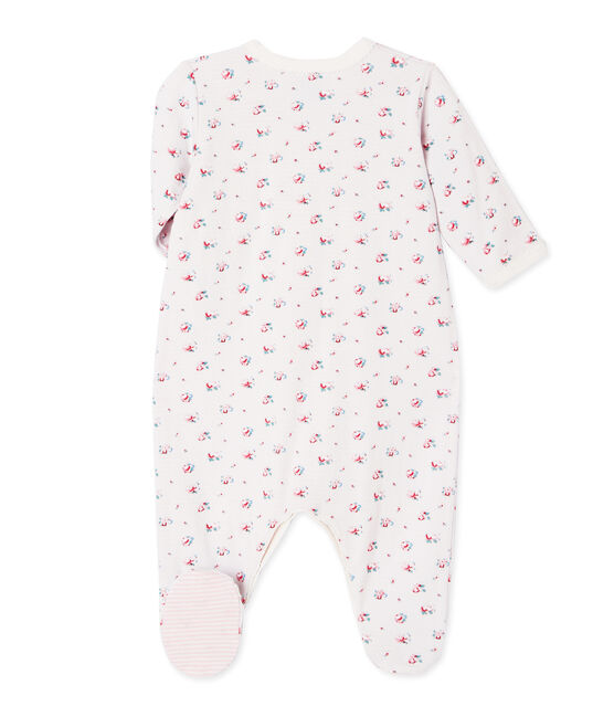 Tutina per bebé femmina in tubique stampato blu BOCAL/bianco MULTICO