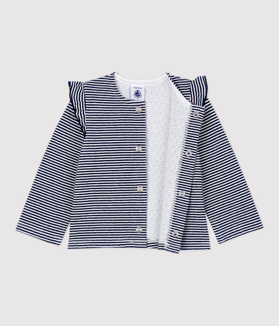Cardigan in cotone bebè. blu SMOKING/bianco MARSHMALLOW