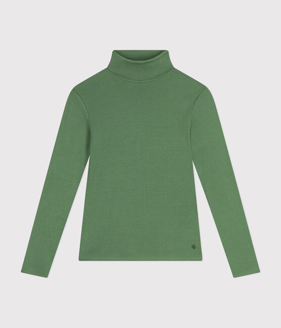 T-shirt donna L'Iconique in cotone con collo a lupetto verde PALMERAIE