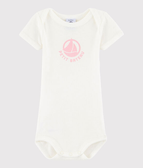 Body manica corta bebè femmina bianco MARSHMALLOW