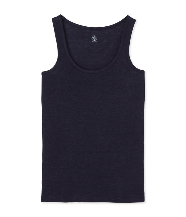 Canotta donna in lino blu