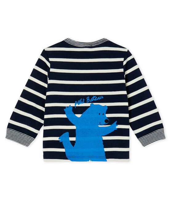T-shirt a manica lunga bebè maschio a righe blu SMOKING/bianco MARSHMALLOW