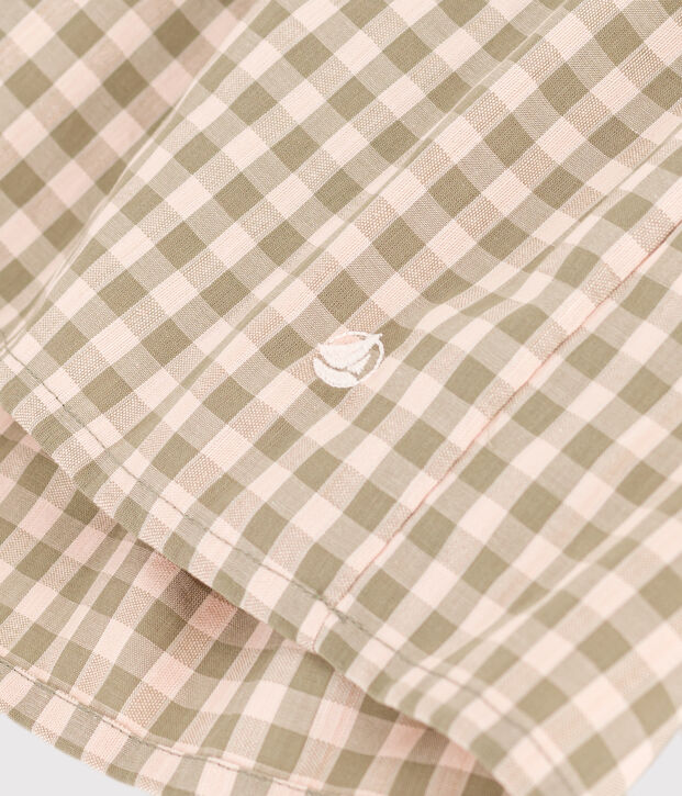 Abito a maniche corte in seersucker bambina verde/rosa