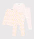 Confezione da 2 pigiami bambina con pantere e a pois in cotone