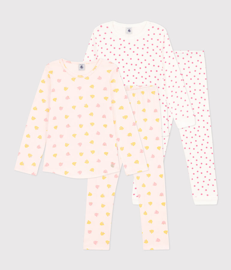 Confezione da 2 pigiami bambina con pantere e a pois in cotone multicolore