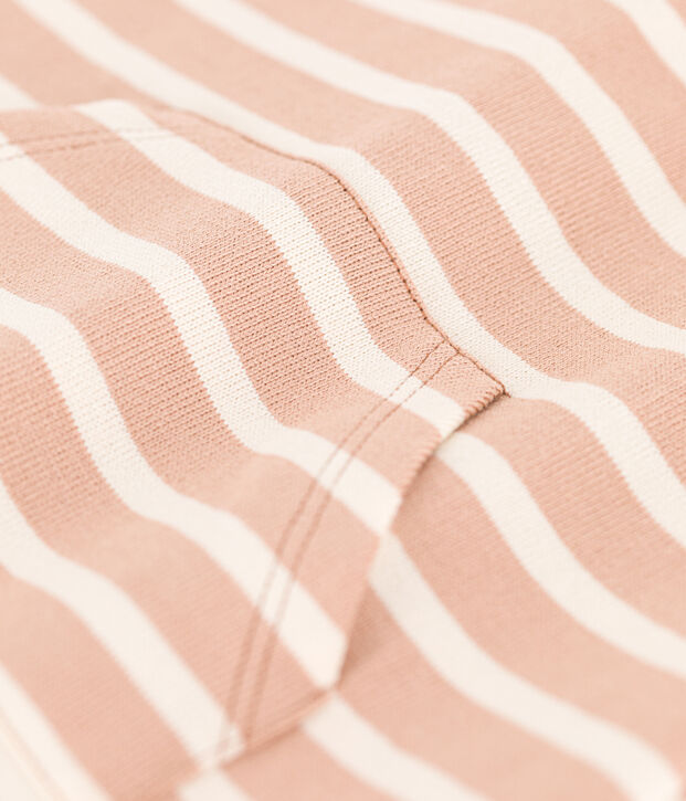 Tutina corta beb&egrave; senza maniche in jersey spesso a righe beige/ecru