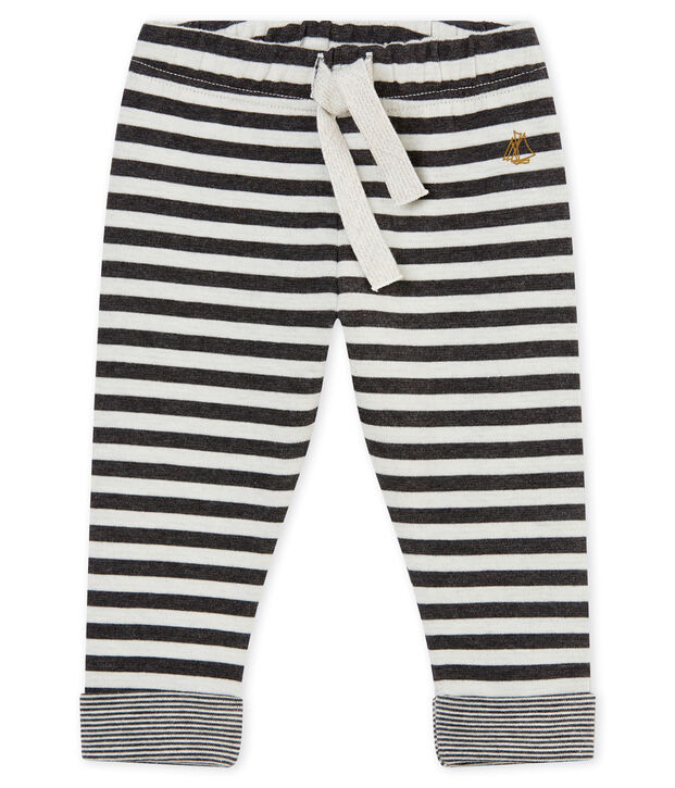 Pantalone rigato per beb&eacute; maschio grigio/bianco