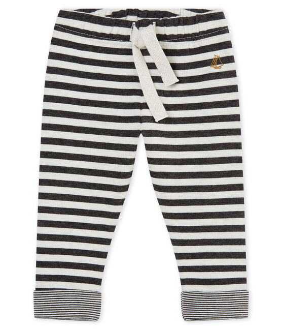 Pantalone rigato per bebé maschio nero CITY/bianco MARSHMALLOW