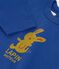 T-shirt a maniche lunghe in cotone tinta unita con motivo neonato blu