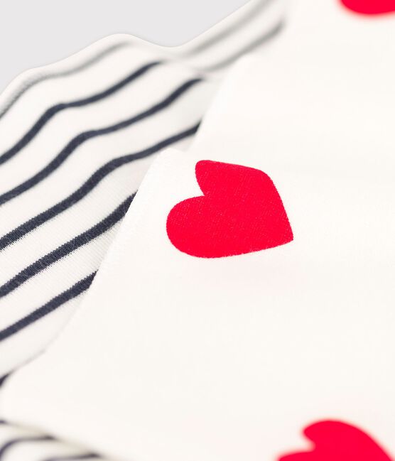 Confezione da 2 bandane-bavaglini bebè in cotone motivo cuore variante 1