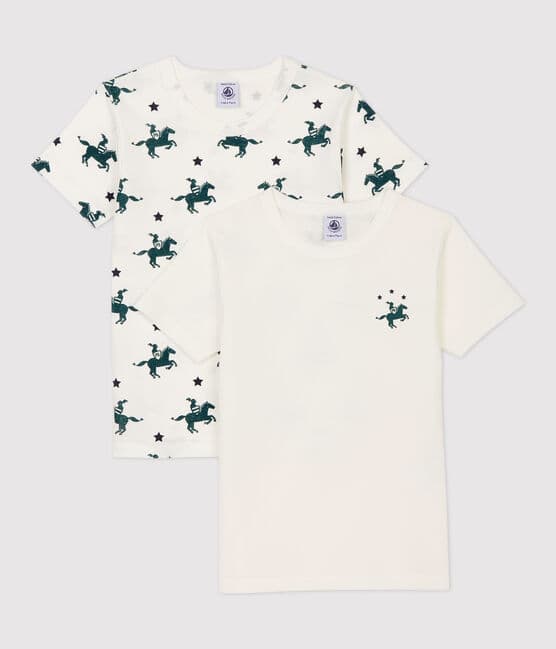 Cofezione da 2 t-shirt bambino a maniche corte fantasia cavalieri in cotone variante 1