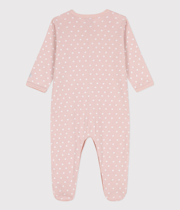 Tutina pigiama a pois in cotone rosa/bianco