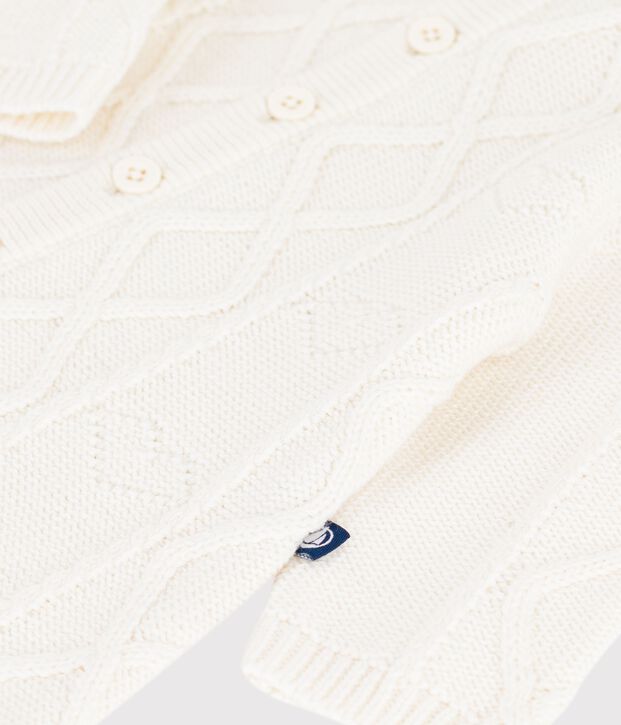 Tutina in maglia di misto lana e cotone tinta unita neonato bianco