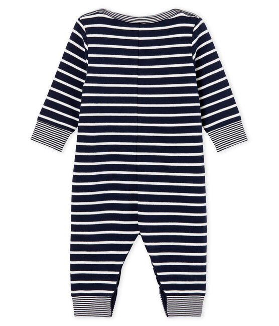 Tuta lunga bebè maschio a righe marinare blu SMOKING/bianco MARSHMALLOW CN