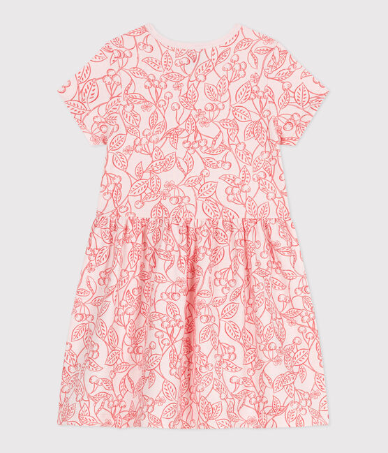 Abito a maniche corte in cotone fantasia bambina rosa FLEUR/ SPI