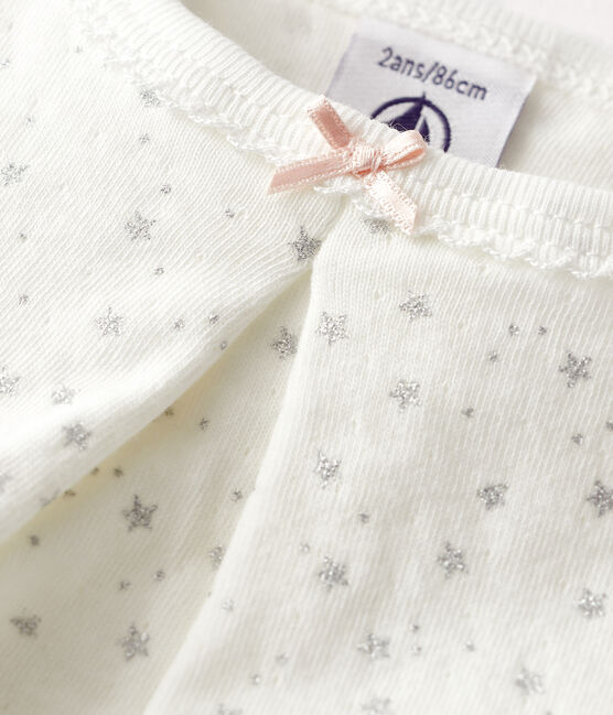 Pigiama stelle bambina in tubique bianco MARSHMALLOW/grigio ARGENT