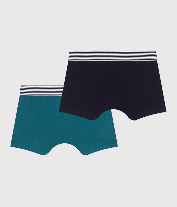 Confezione da 2 boxer in cotone ed elastan tinta unita bambino multicolore