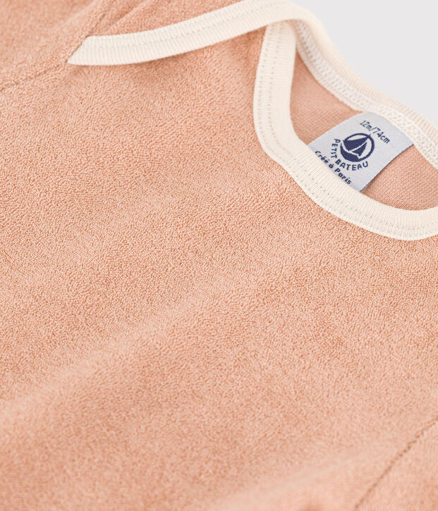 T-shirt maniche corte beb&egrave; in spugna bouclette beige