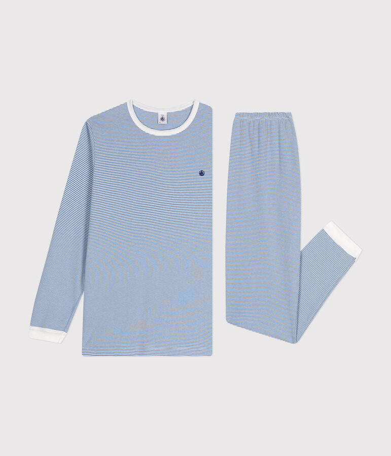 Pigiama in cotone a righe junior blu BEACH/ MARSHMALLOW