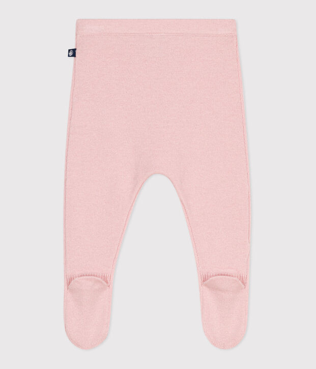 Pantaloni in maglia di lana e cotone neonato rosa