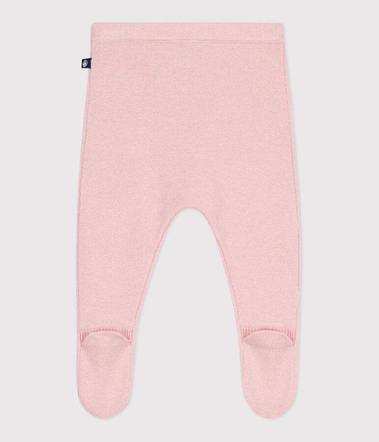Pantaloni in maglia di lana e cotone neonato rosa