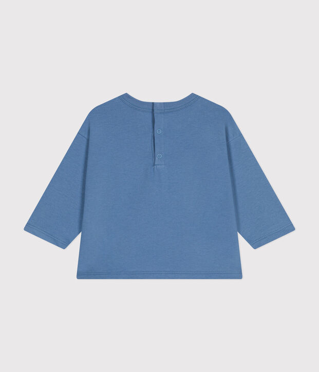 T-shirt a maniche lunghe in jersey sottile neonato blu