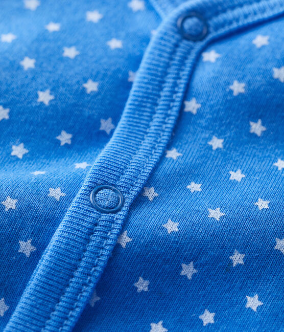 Tutina corta fantasia pois bebè in cotone biologico blu BRASIER/grigio MARSHMALLOW