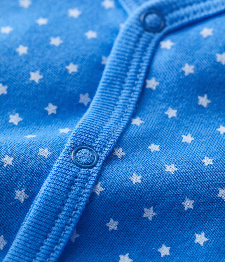 Tutina corta fantasia pois beb&egrave; in cotone biologico blu BRASIER/grigio MARSHMALLOW