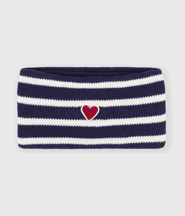 Snood in maglia a righe foderata in pile neonato blu/ecru