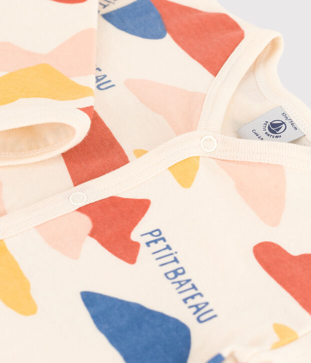 Tutina pigiama beb&egrave; in tubique ecru/multicolore