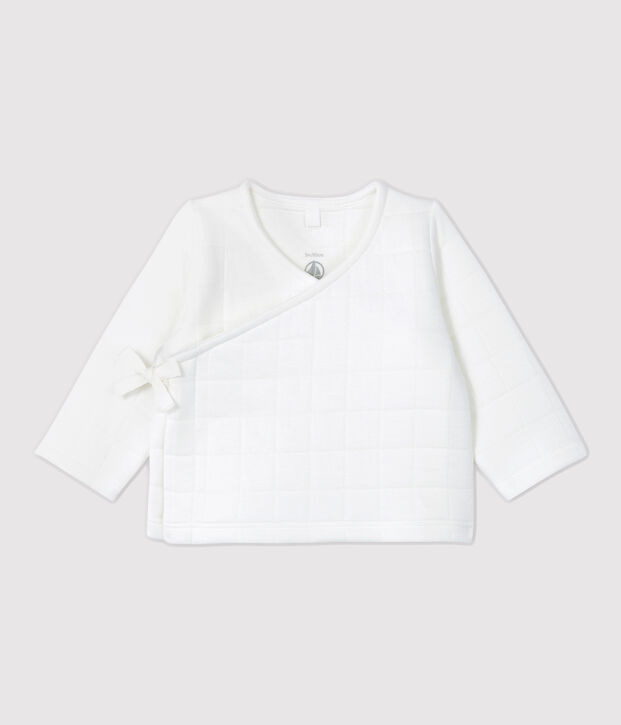 Cardigan beb&egrave; trapuntato in cotone biologico bianco