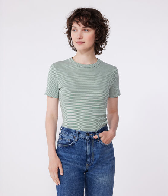 T-shirt L'Iconique in cotone a righe donna PALMERAIE/ MARSHMALLOW