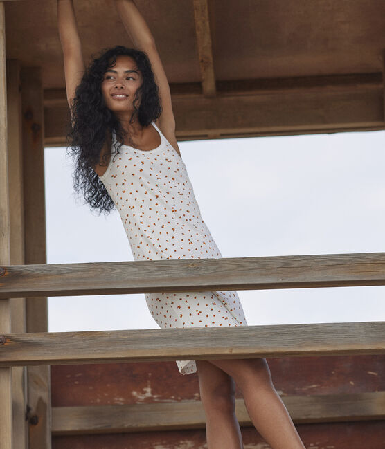 Camicia da notte orangettes donna in cotone bianco MARSHMALLOW/bianco MULTICO