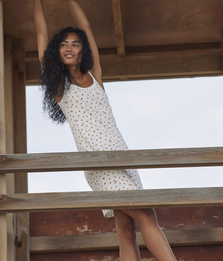 Camicia da notte orangettes donna in cotone bianco/multicolore