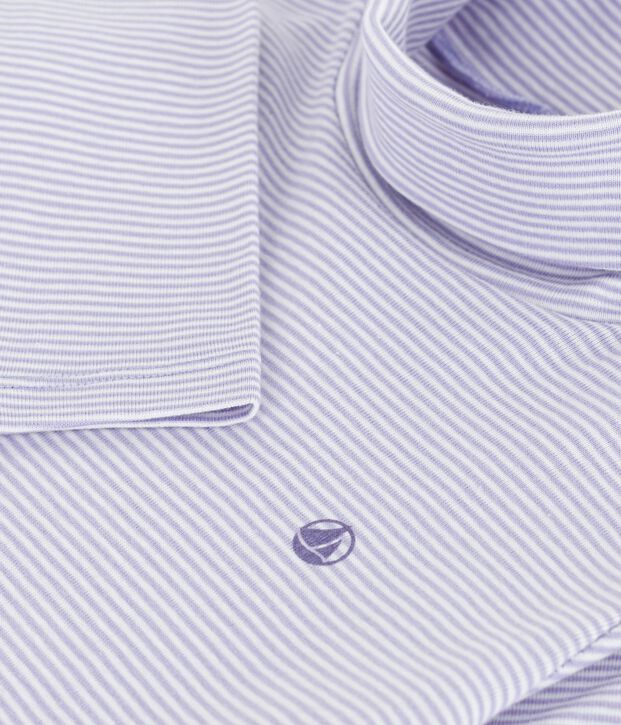 Pullover in cotone a righe bambina viola/bianco