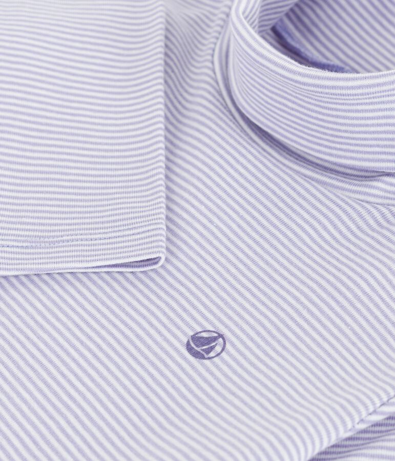 Pullover in cotone a righe bambina viola/bianco