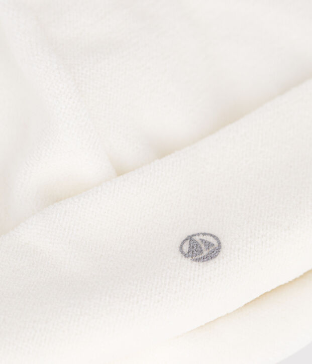 Cuffietta nascita beb&egrave; in ciniglia bianco