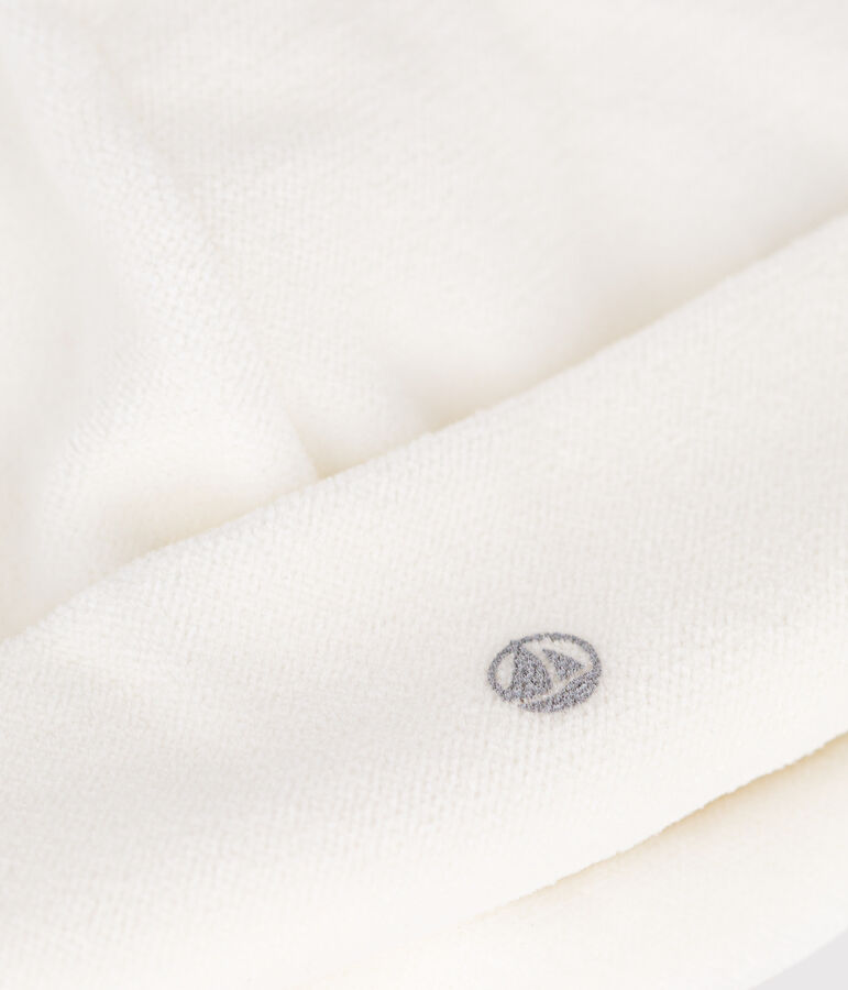 Cuffietta nascita beb&egrave; in ciniglia bianco MARSHMALLOW