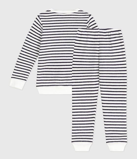 Pigiama in spugna di cotone a righe bambino blu MILK/ SOIR