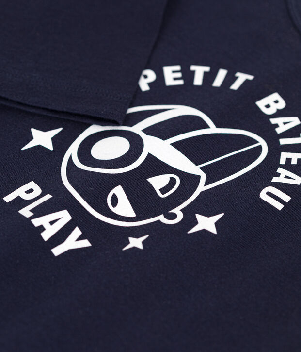 T-shirt a maniche lunghe in jersey sottile bambino blu