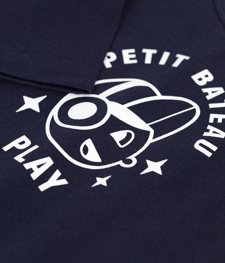 T-shirt a maniche lunghe in jersey sottile bambino blu