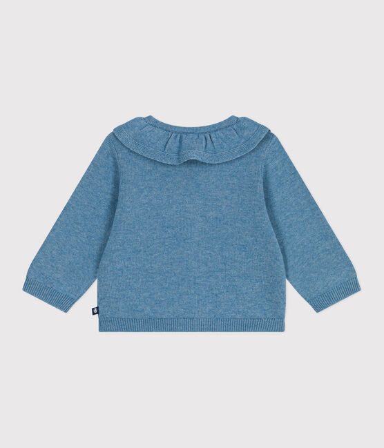 Cardigan in maglia di misto lana e cotone tinta unita con colletto neonato ADRIATIC