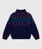 Pullover a collo alto in misto lana e cotone fantasia bambino blu SOIR/ MULTICO