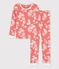 Pigiama snugfit Hawaï bambina in cotone rosa PAPAYE/ MARSHMALLOW