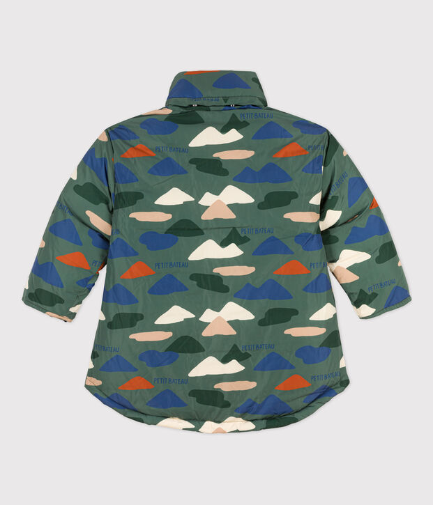 Piumino stampato medio-lungo bambino unisex verde/multicolore