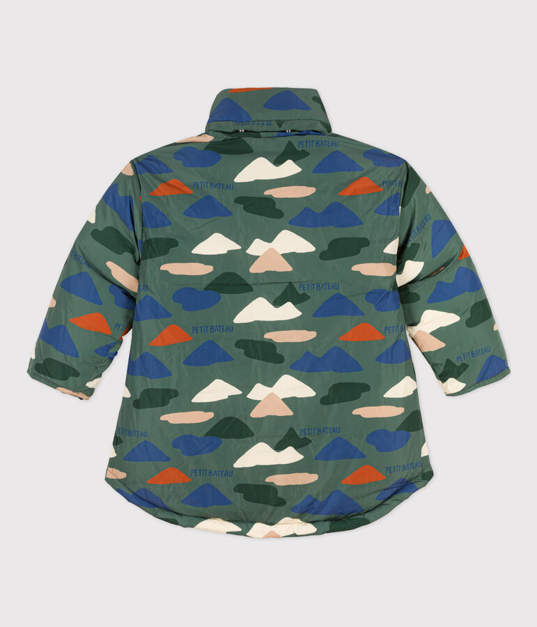 Piumino stampato medio-lungo bambino unisex verde/multicolore