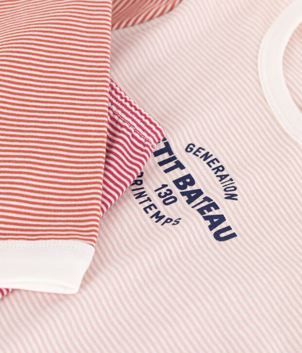 Pigiama millerighe tricolore in cotone unisex rosa/multicolore