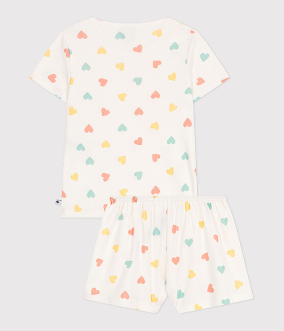 Pigiama corto in cotone con stampa a cuori bambino bianco MARSHMALLOW/bianco MULTICO