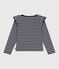 T-shirt a maniche lunghe in cotone a righe bambina blu SMOKING/bianco MARSHMALLOW
