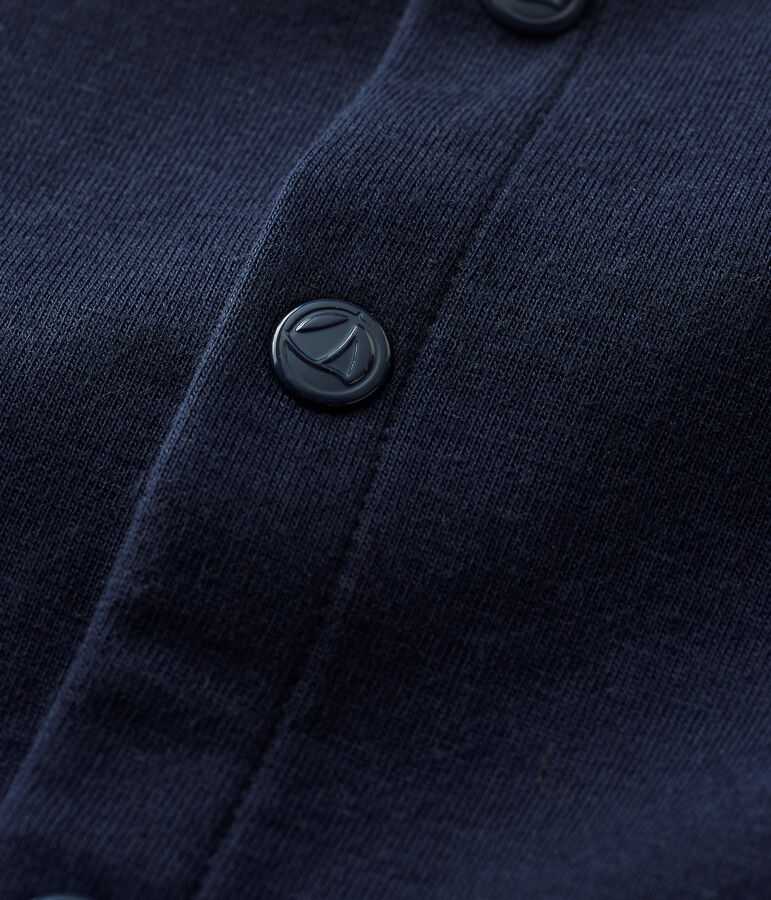 Cardigan tinta unita in jersey biologico spesso per beb&egrave; blu